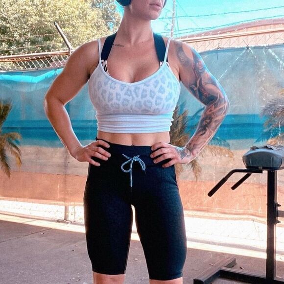 Celestial Bodiez black leopard power biker shorts size small euc - Picture 2 of 13